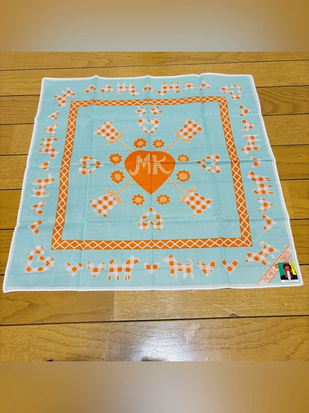 Michiko London Multicolor 100% Cotton Handkerchief/Bandana/Scarf size 45cm 18”